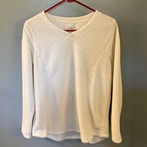 Women’s St. John’s Bay Active Long Sleeve Off White Pullover Quilted Top Small